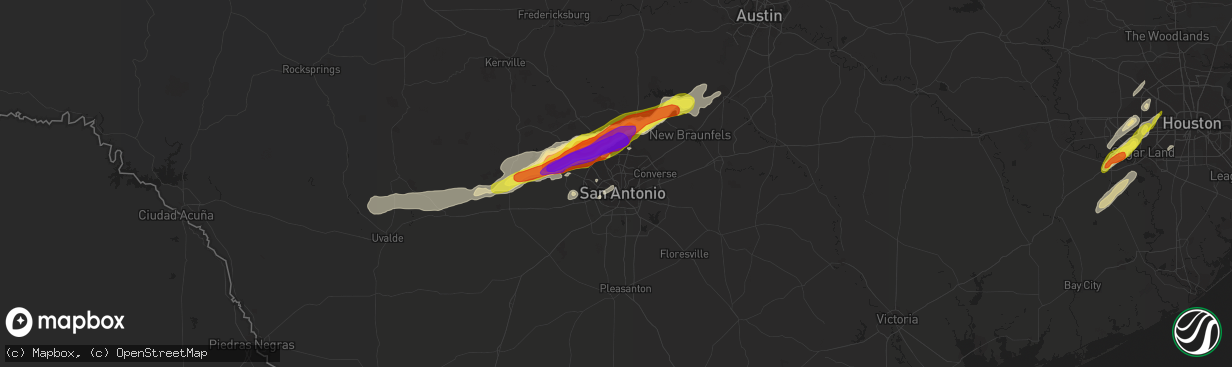 Hail map in San Antonio, TX on April 13, 2019