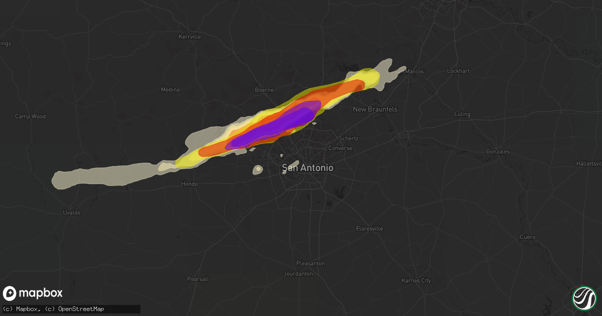 Hail map in San Antonio, TX on April 13, 2019