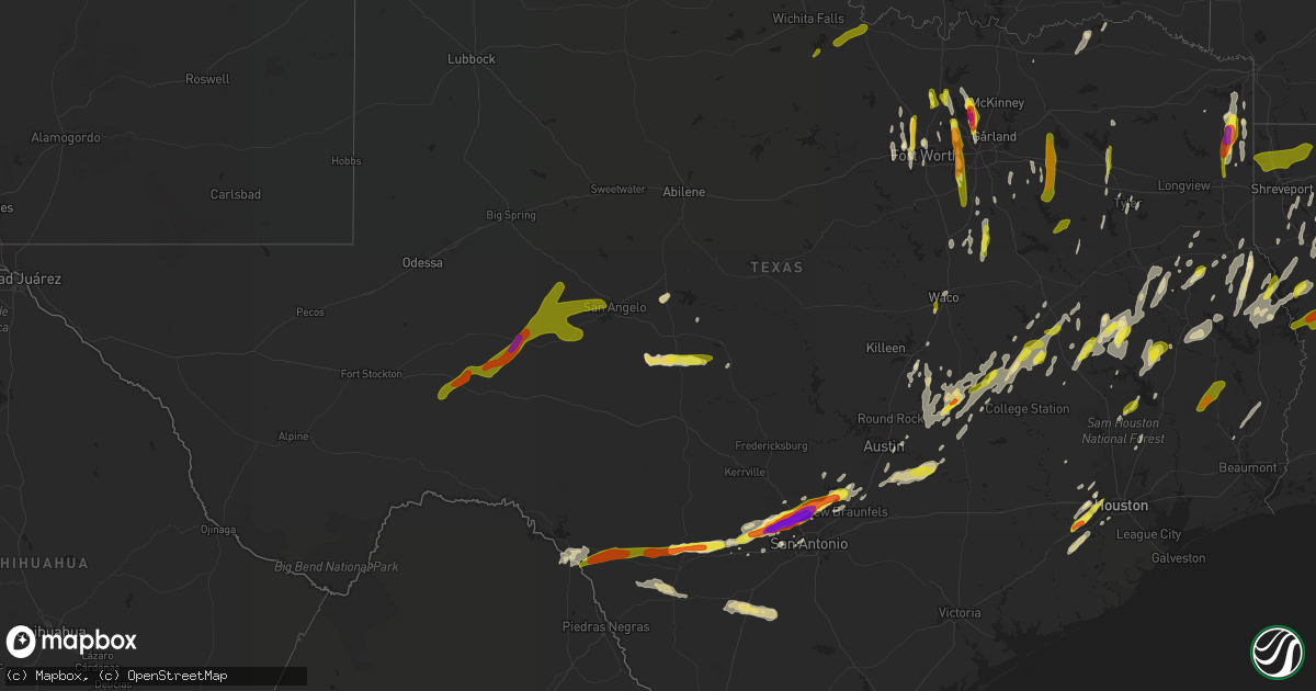 Hail map in Texas on April 13, 2019