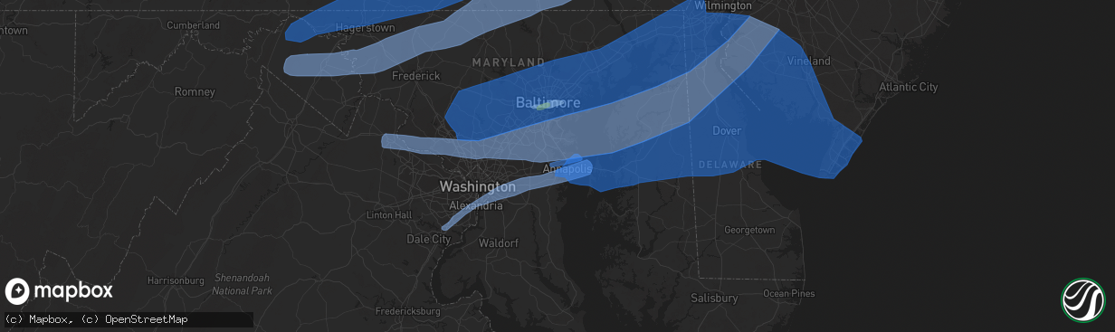 Hail map in Annapolis, MD on April 13, 2020
