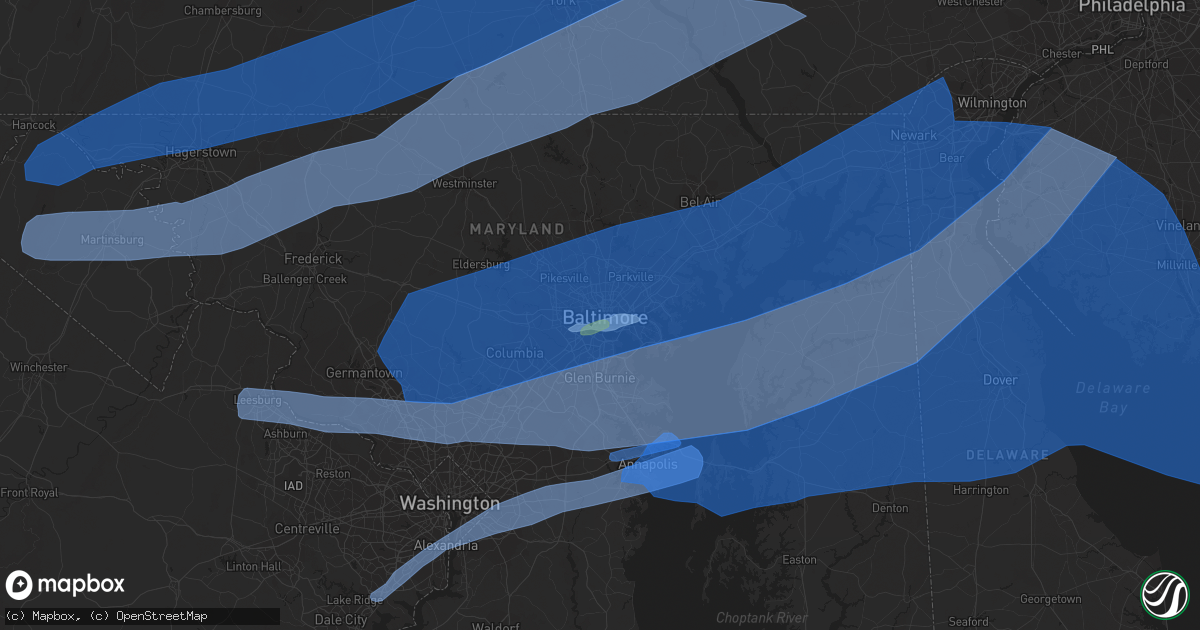 Hail map in Baltimore, MD on April 13, 2020