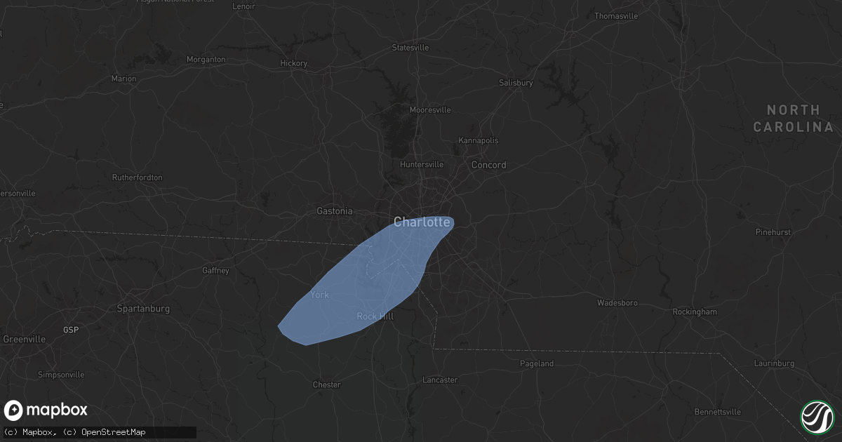 Hail map in Charlotte, NC on April 13, 2020