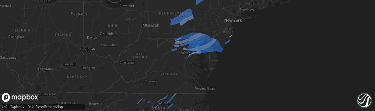 Hail map in Delaware on April 13, 2020