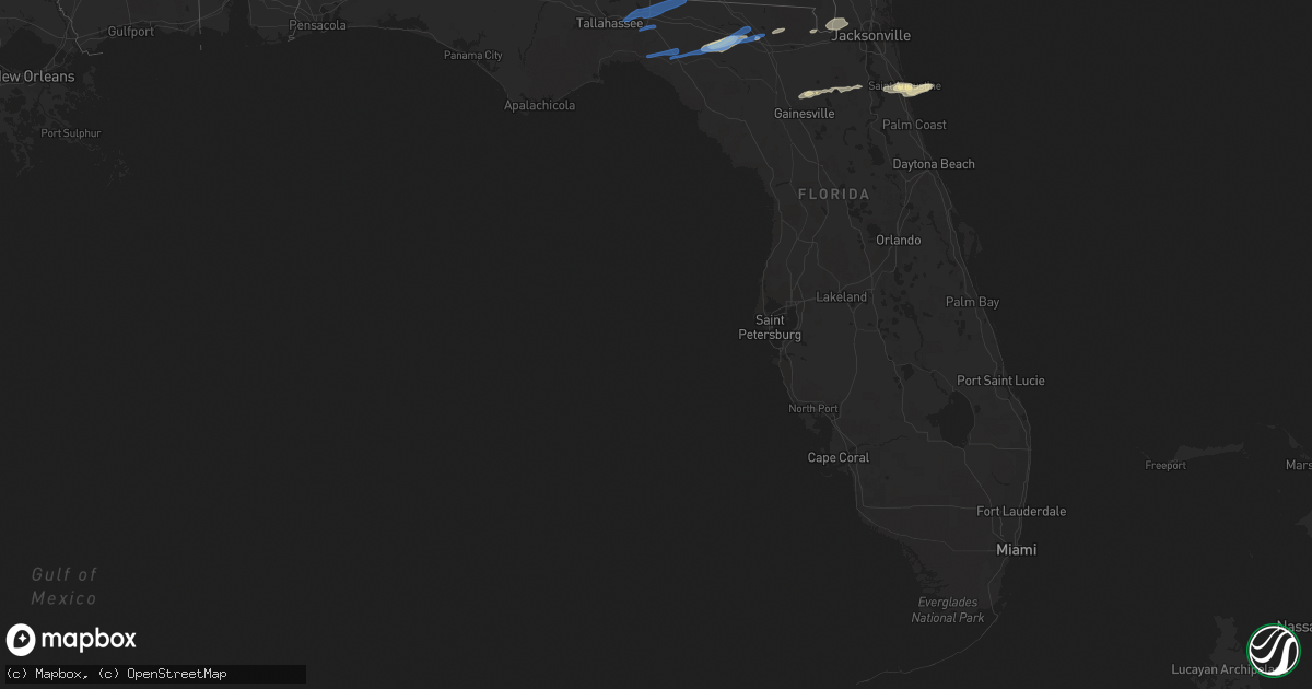 Hail map in Florida on April 13, 2020