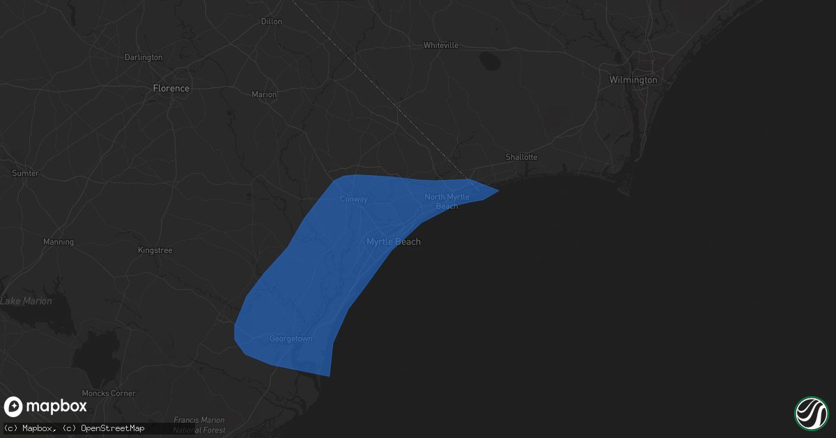 Hail map in Myrtle Beach, SC on April 13, 2020
