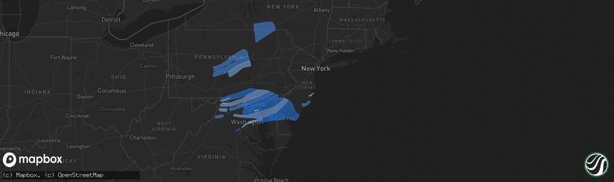 Hail map in New Jersey on April 13, 2020