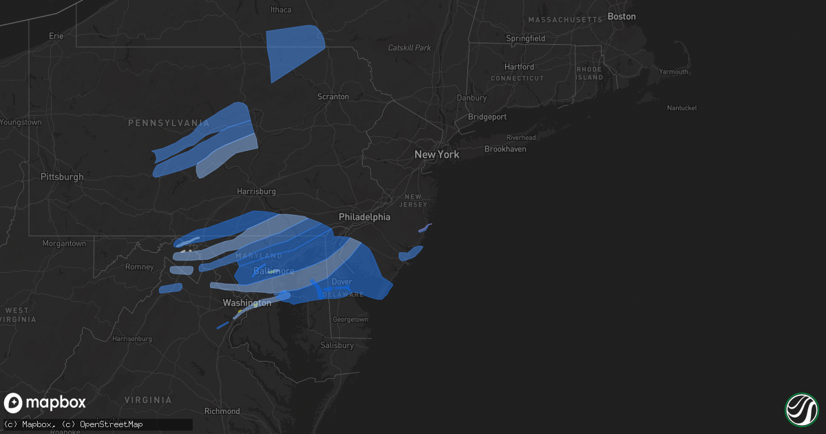 Hail map in New Jersey on April 13, 2020
