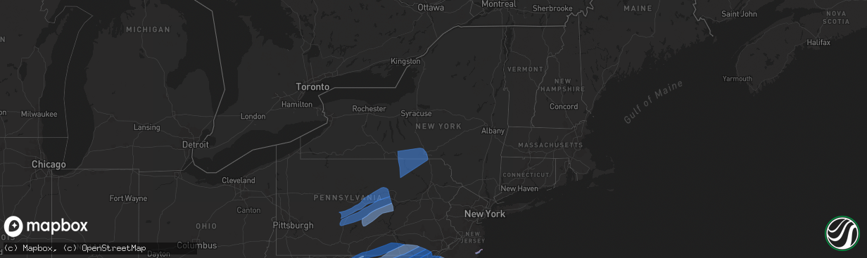 Hail map in New York on April 13, 2020