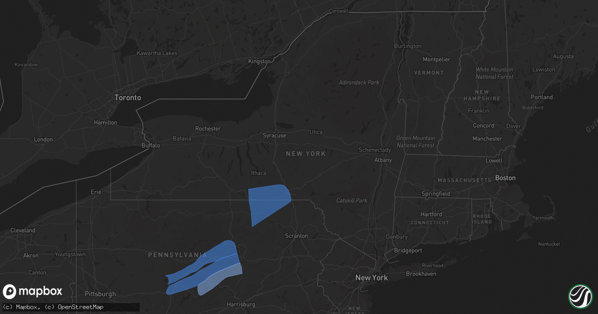 Hail map in New York on April 13, 2020