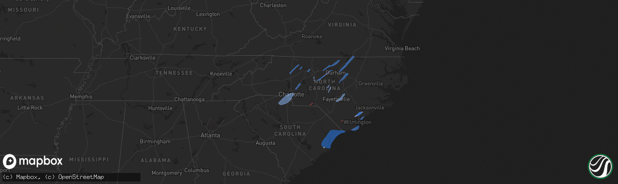 Hail map in North Carolina on April 13, 2020