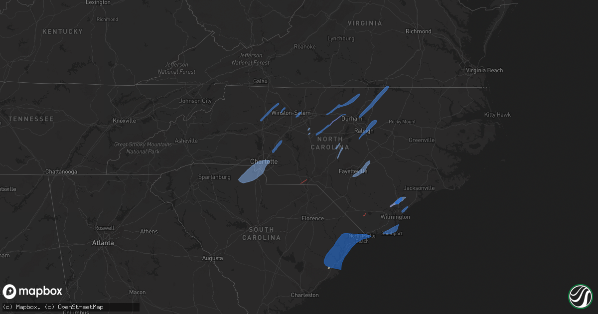 Hail map in North Carolina on April 13, 2020