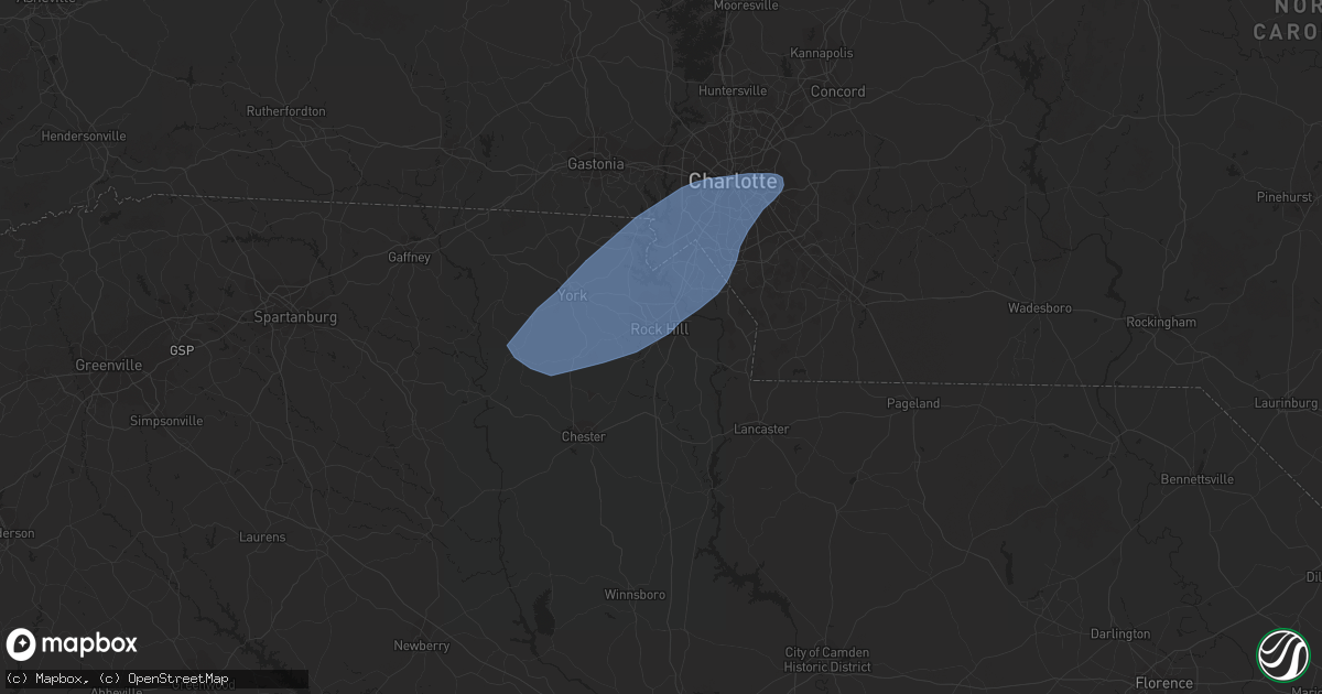 Hail map in Rock Hill, SC on April 13, 2020