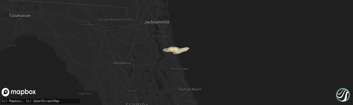 Hail map in Saint Augustine, FL on April 13, 2020