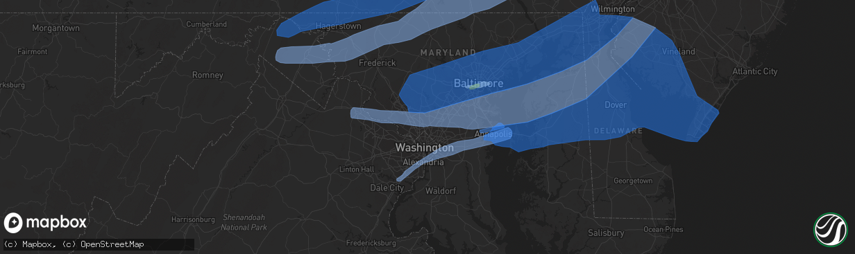 Hail map in Silver Spring, MD on April 13, 2020