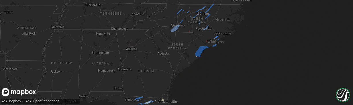 Hail map in South Carolina on April 13, 2020