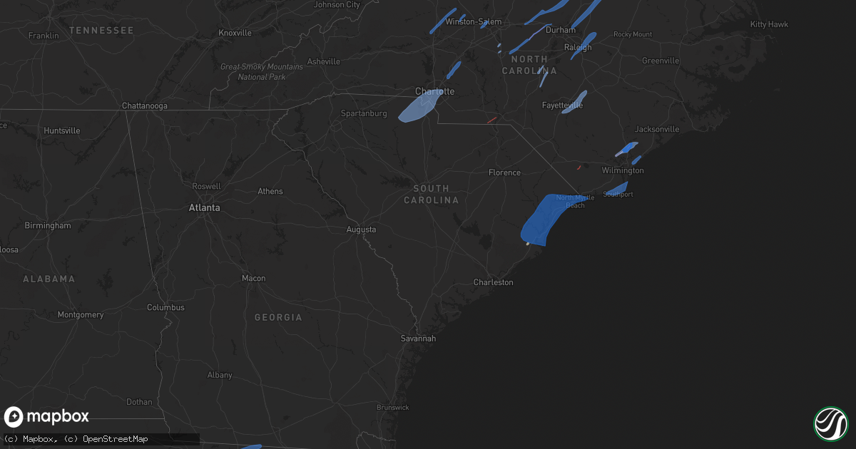Hail map in South Carolina on April 13, 2020