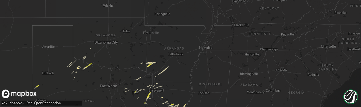 Hail map in Arkansas on April 13, 2021