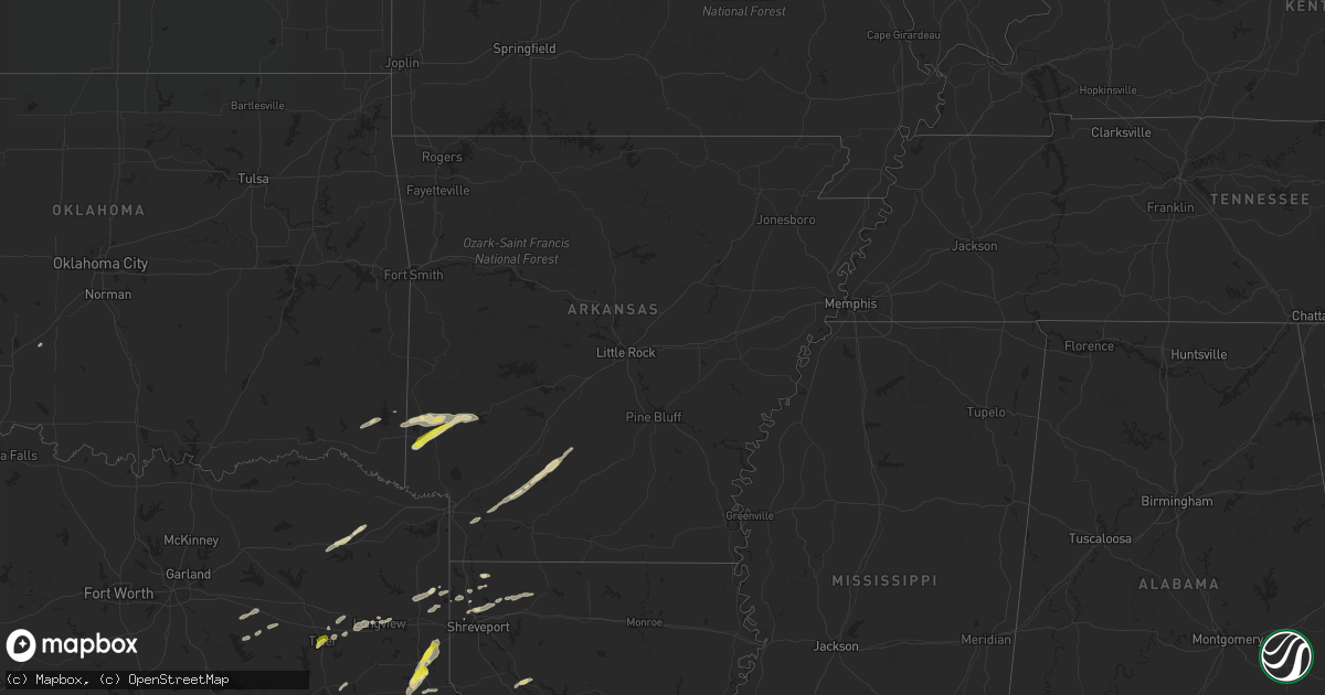 Hail map in Arkansas on April 13, 2021