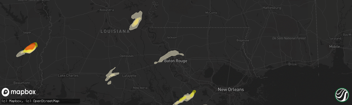 Hail map in Baker, LA on April 13, 2021