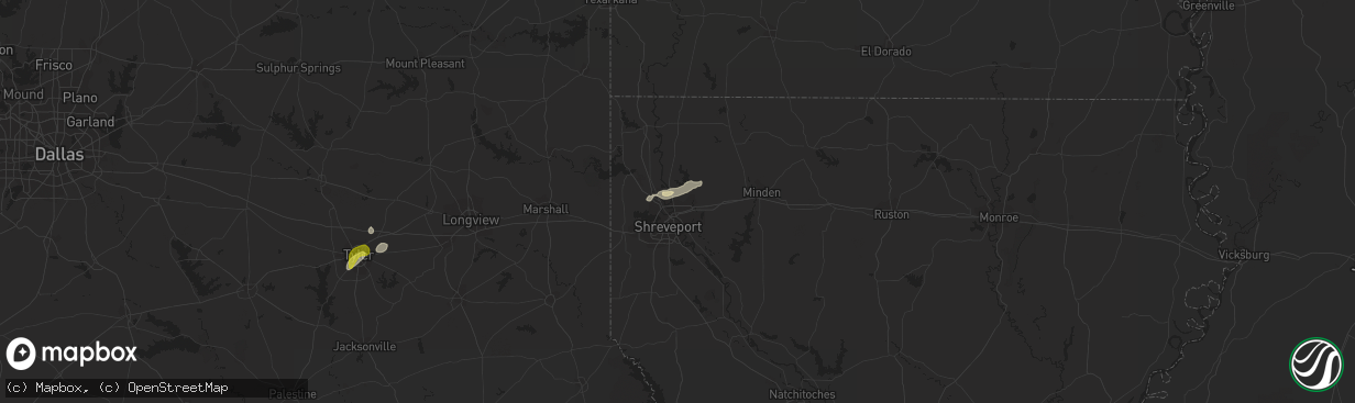 Hail map in Bossier City, LA on April 13, 2021