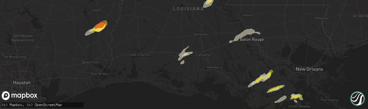 Hail map in Crowley, LA on April 13, 2021