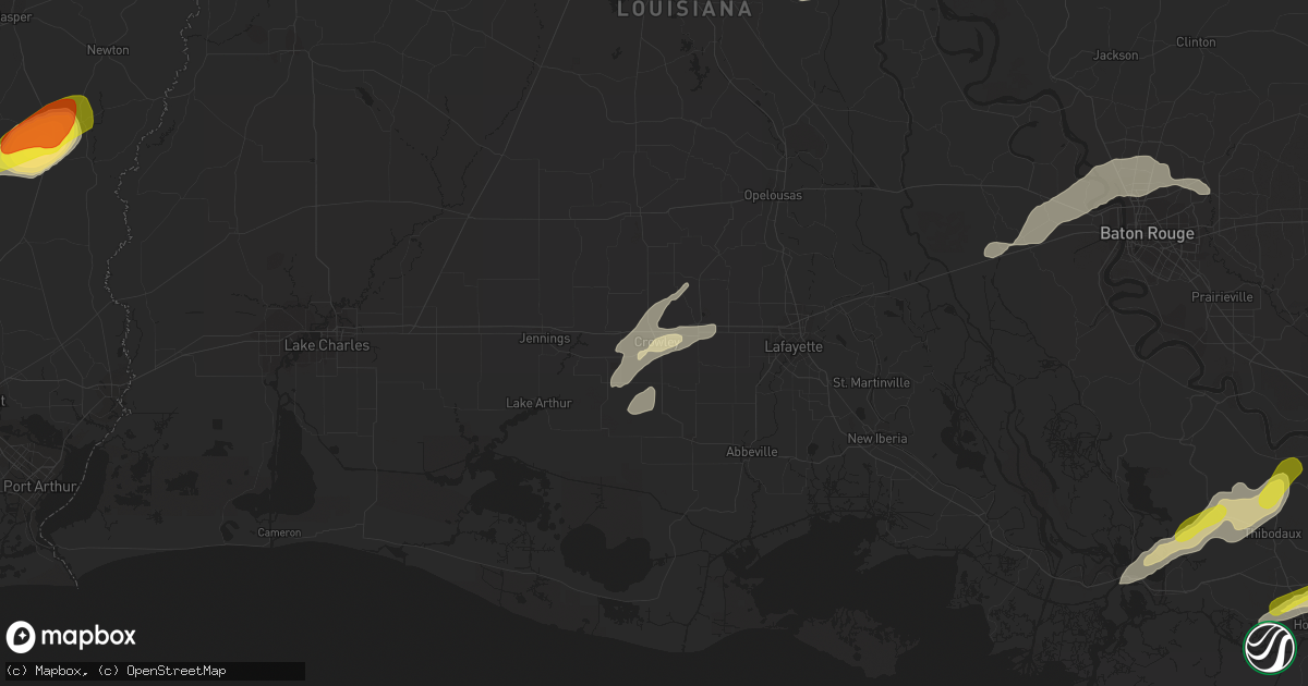 Hail map in Crowley, LA on April 13, 2021