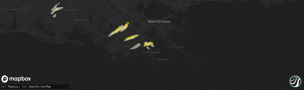 Hail map in Cut Off, LA on April 13, 2021