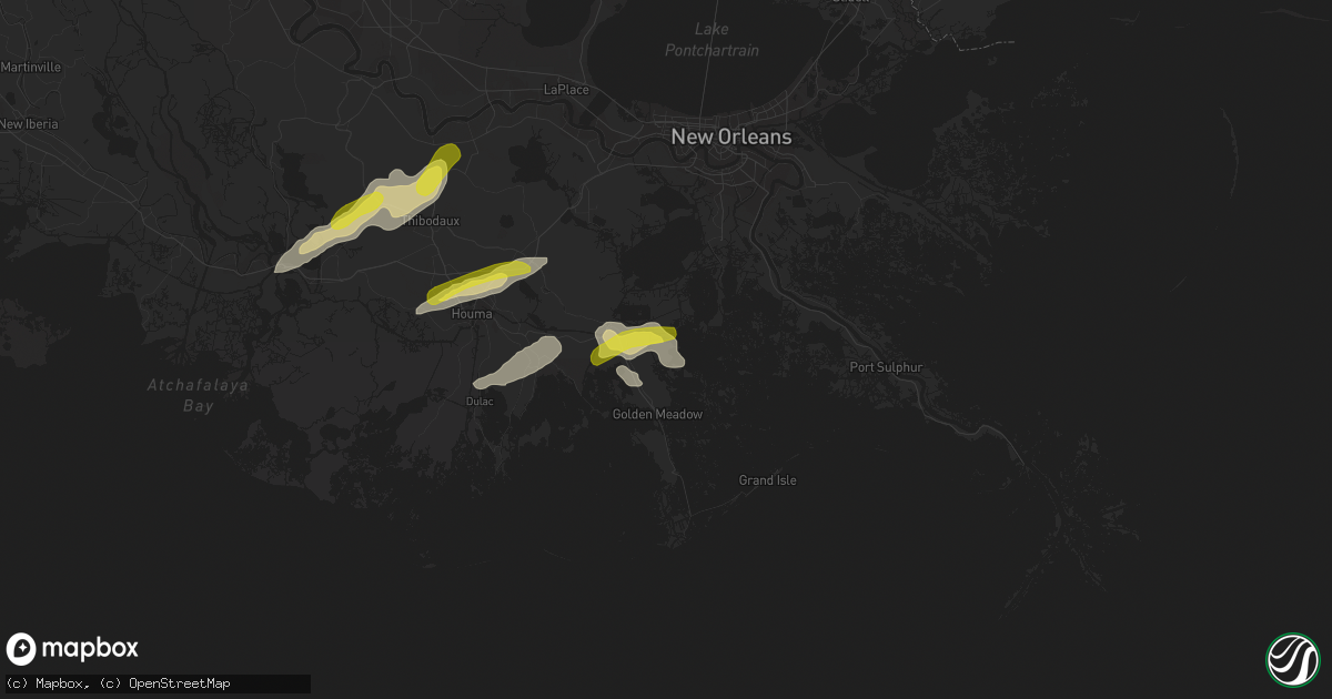 Hail map in Cut Off, LA on April 13, 2021