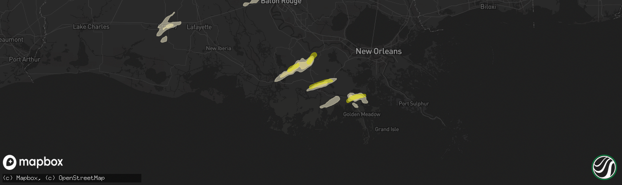 Hail map in Houma, LA on April 13, 2021