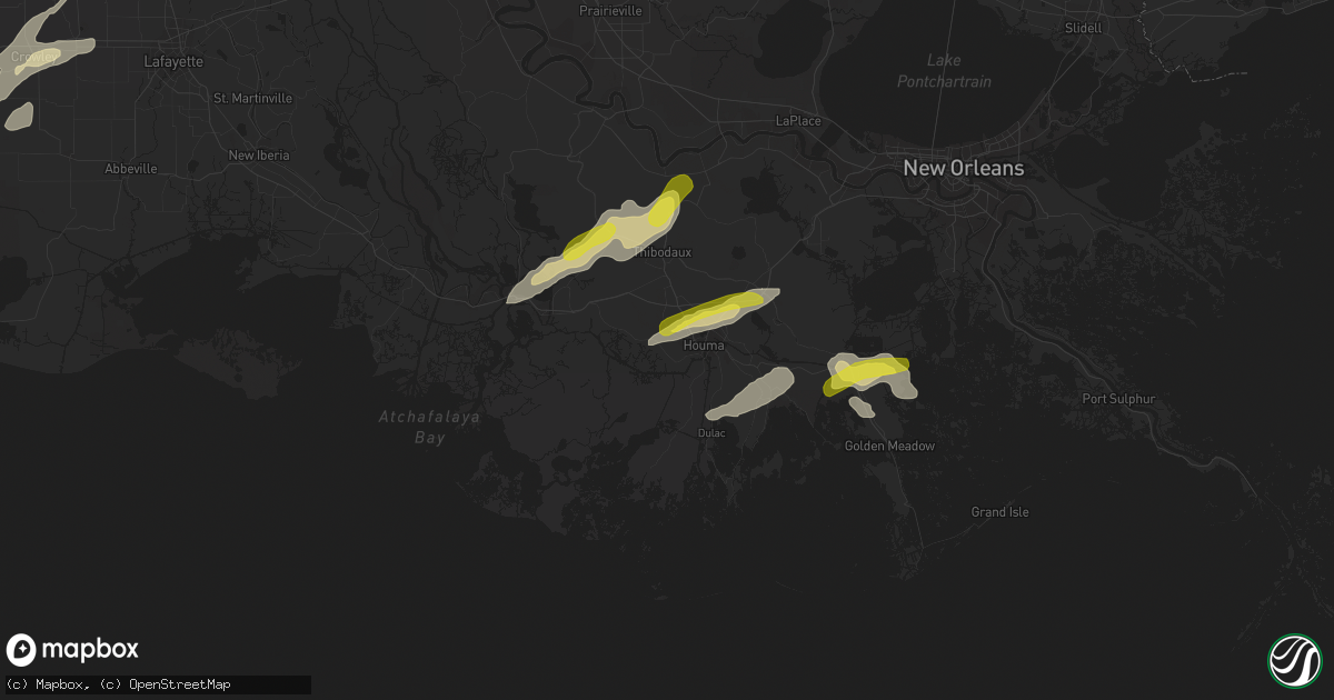 Hail map in Houma, LA on April 13, 2021