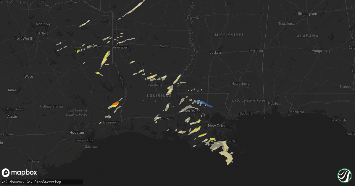 Hail map in Louisiana on April 13, 2021