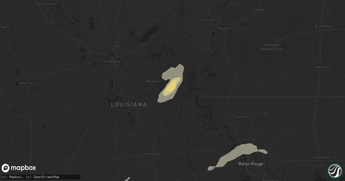 Hail map in Moreauville, LA on April 13, 2021