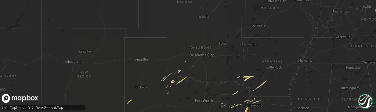 Hail map in Oklahoma on April 13, 2021