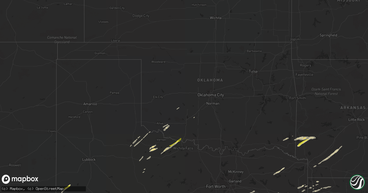 Hail map in Oklahoma on April 13, 2021