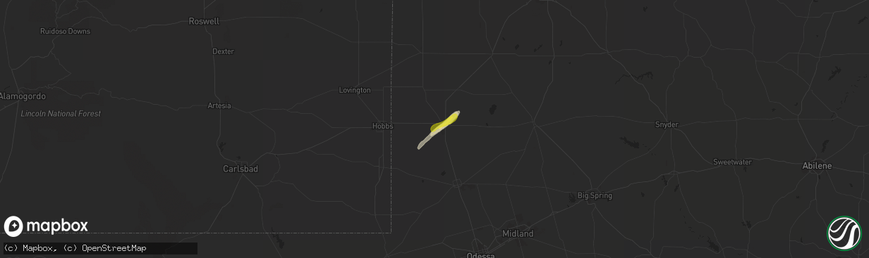 Hail map in Seminole, TX on April 13, 2021