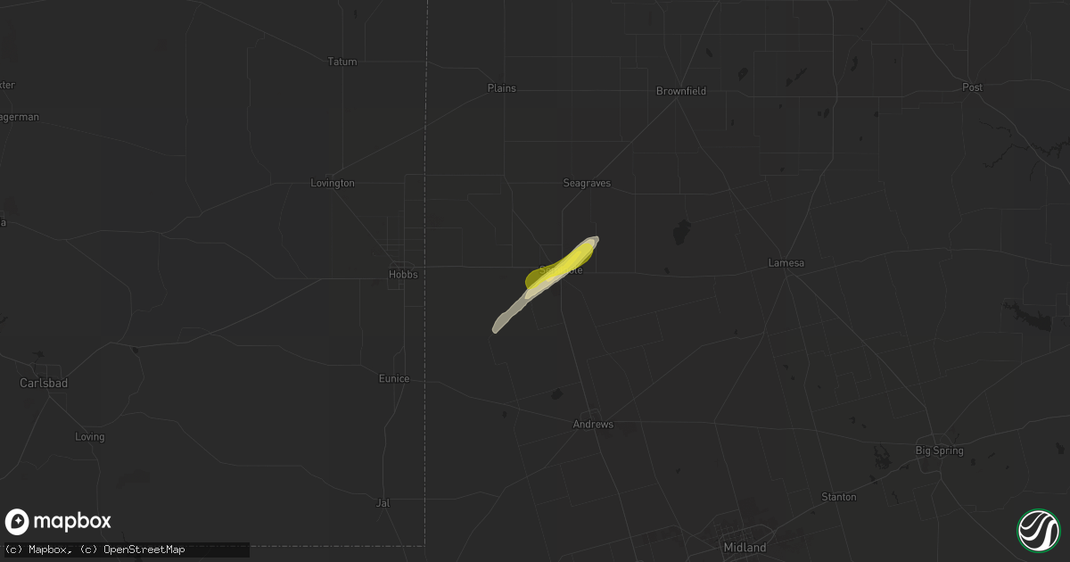 Hail map in Seminole, TX on April 13, 2021