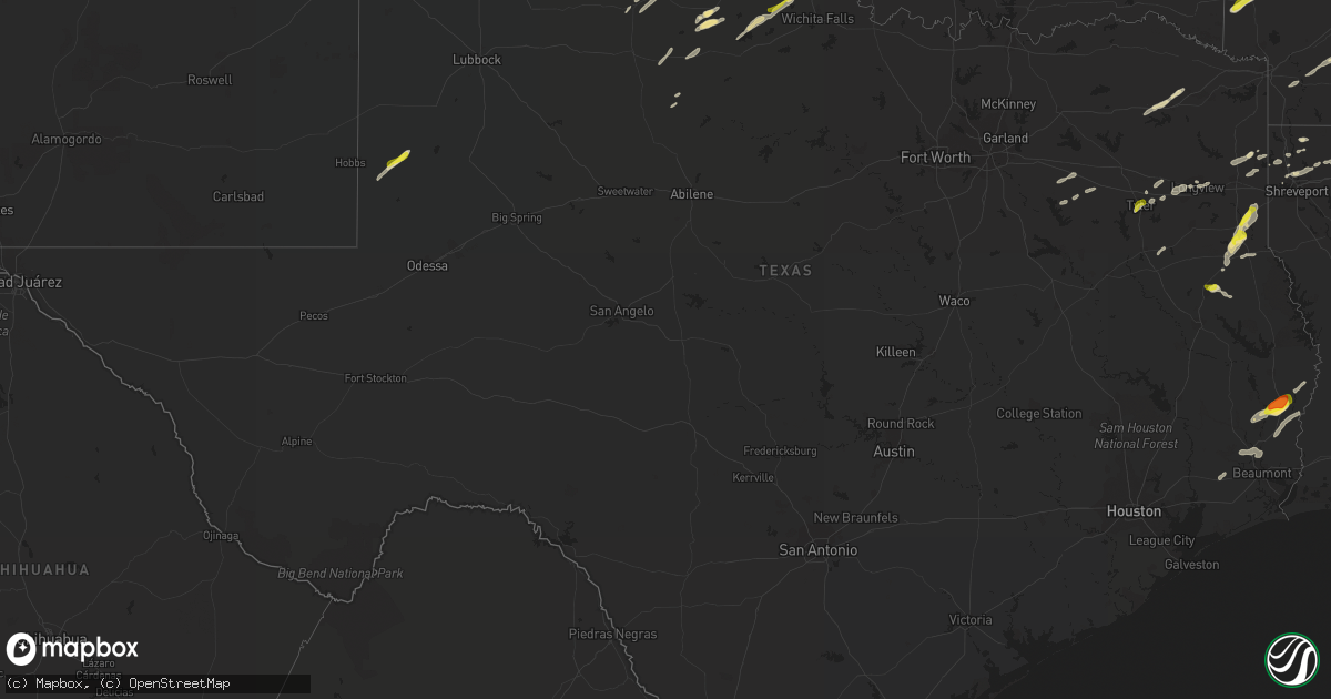 Hail map in Texas on April 13, 2021