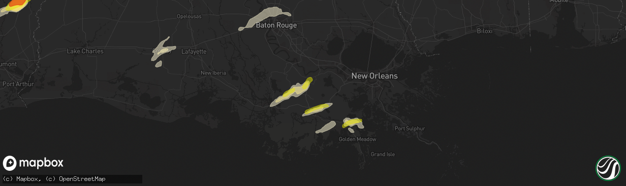 Hail map in Thibodaux, LA on April 13, 2021