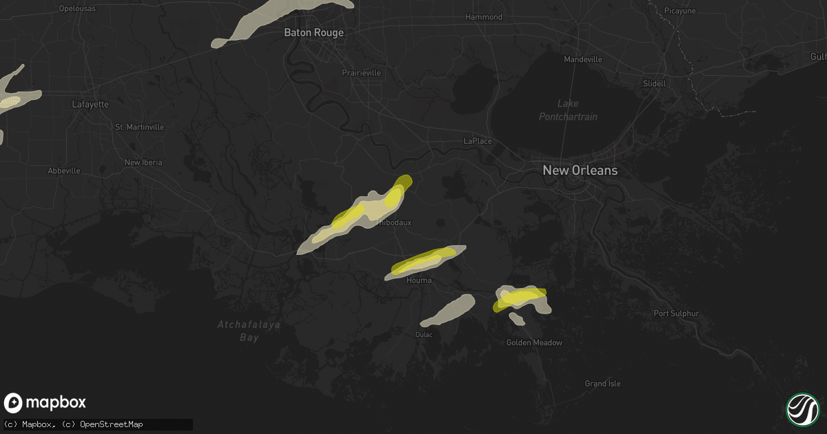 Hail map in Thibodaux, LA on April 13, 2021