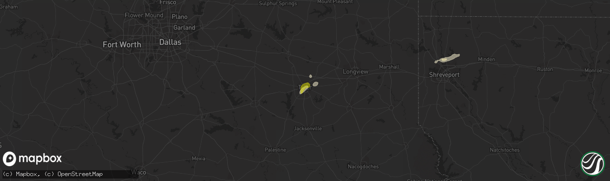 Hail map in Tyler, TX on April 13, 2021