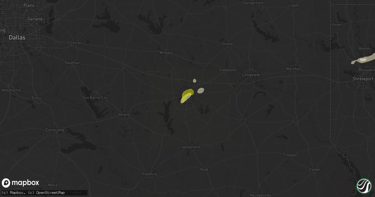 Hail map in Tyler, TX on April 13, 2021