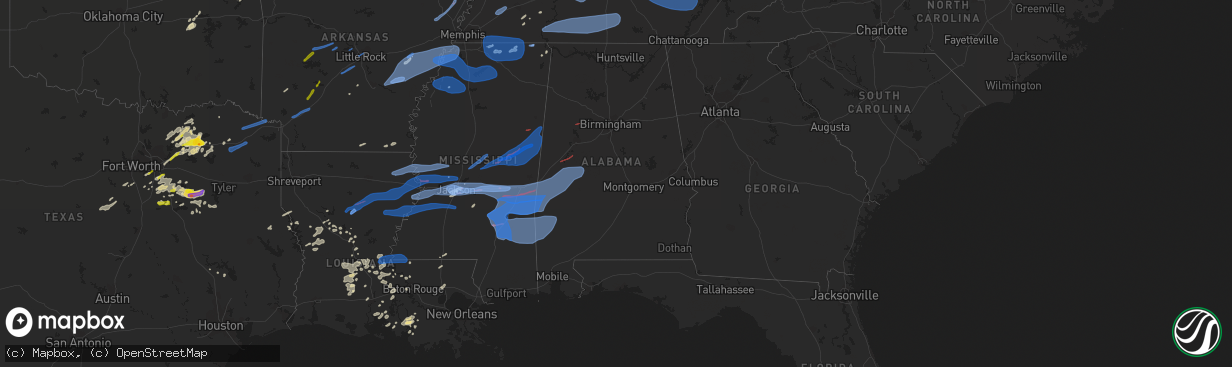 Hail map in Alabama on April 13, 2022