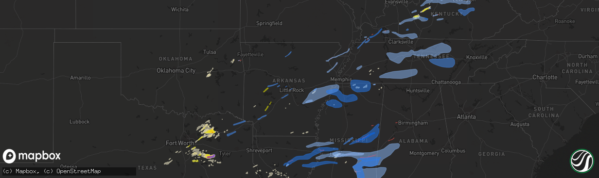 Hail map in Arkansas on April 13, 2022