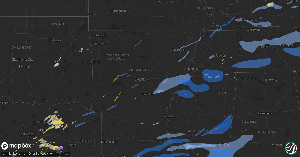Hail map in Arkansas on April 13, 2022