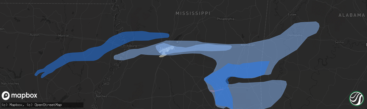 Hail map in Brandon, MS on April 13, 2022