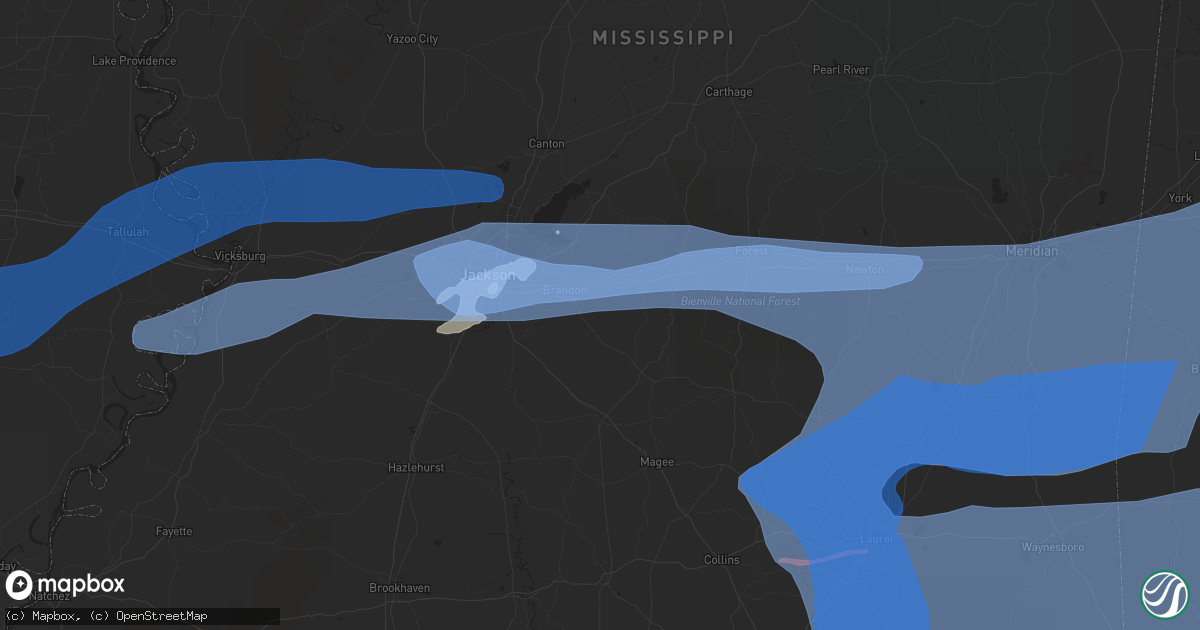 Hail map in Brandon, MS on April 13, 2022