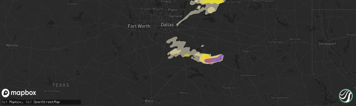 Hail map in Ennis, TX on April 13, 2022