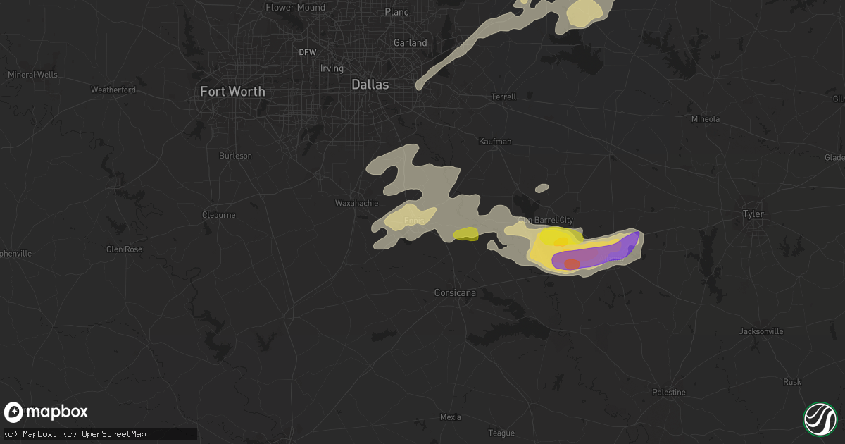 Hail map in Ennis, TX on April 13, 2022