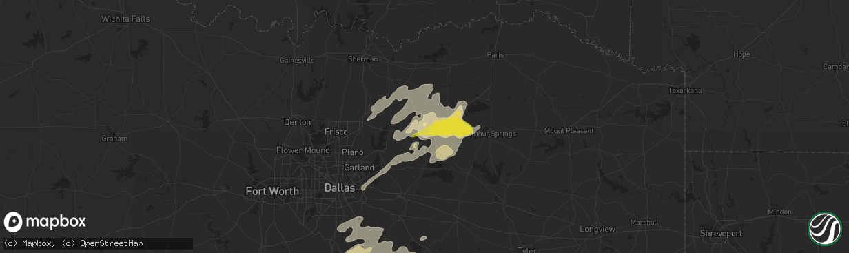 Hail map in Greenville, TX on April 13, 2022