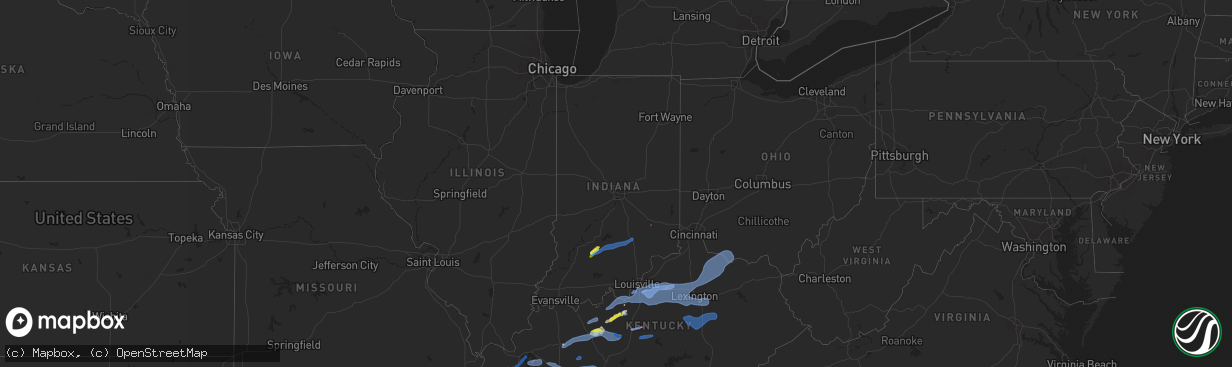 Hail map in Indiana on April 13, 2022